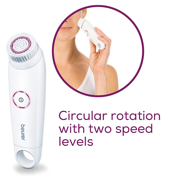 Beurer FC45 Facial Cleansing Brush  Batteryoperated rotating facial cleansing brush  For a deeper clean and noticeably softer skin  2speed rotation  Suitable for sensitive skin  Waterresistant