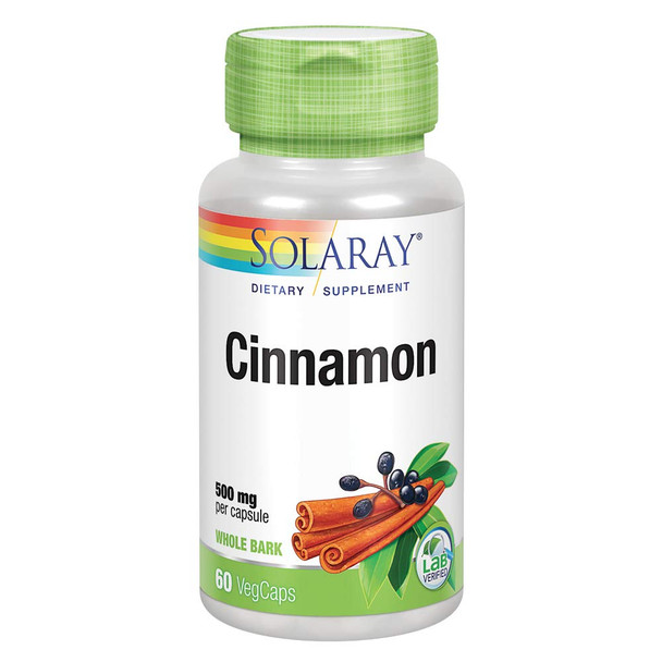 Solaray Cinnamon Bark 500 mg | Healthy Digestive Function & Healthy Blood Sugar Support | Antioxidant | 60 VegCaps