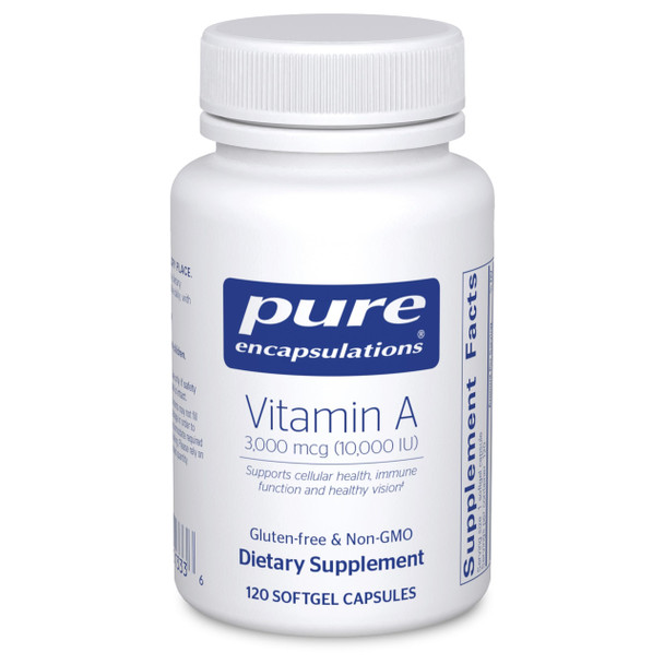 Pure Encapsulations - Vitamin A 10,000 IU - Supports Vision, Growth, Reproductive Function, Immunity, Skin and Mucous Membranes - 120 Softgel Capsules