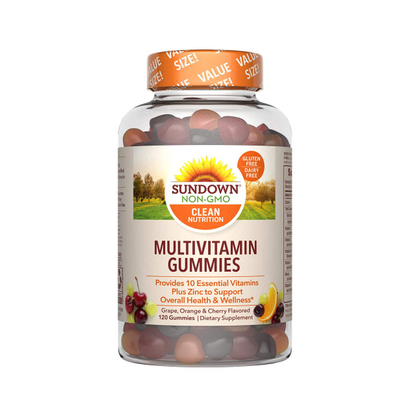 Sundown Adult Multivitamin Gummies with Vitamin C, D3 and Zinc for Immune Health, Gluten-Free, Dairy-Free, Non-GMO, 120 Count