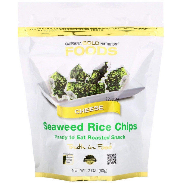 California Gold Nutrition Seaweed Rice Chips, Cheese, 2 oz (60 g)