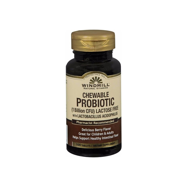 Windmill Chewables Probiotic Lactose Free Tablets, Berry 100 ea