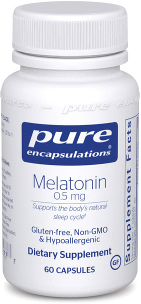 Pure Encapsulations - Melatonin 0.5 Mg - Hypoallergenic Supplement Supports The Body'S Natural Sleep Cycle - 60 Capsules