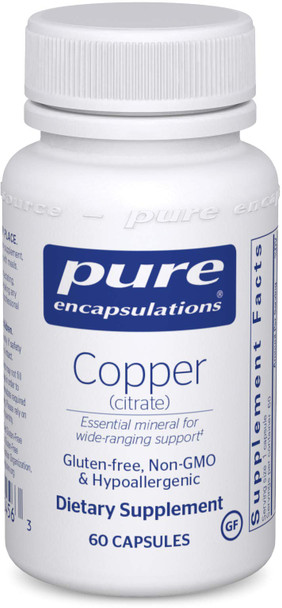Pure Encapsulations - Copper (Citrate) - Highly Bioavailable Form of Copper - 60 Capsules