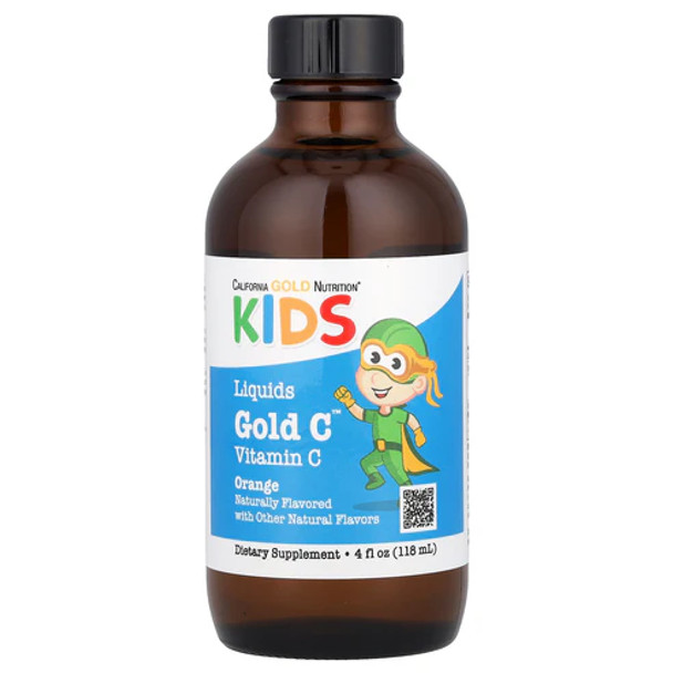 California Gold Nutrition Children's Liquid Gold Vitamin C, USP Grade, Tart Orange Flavor, 4 fl oz (118 ml)