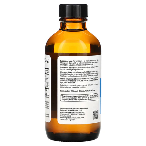 California Gold Nutrition Children's Liquid Gold Vitamin C, USP Grade, Tart Orange Flavor, 4 fl oz (118 ml)