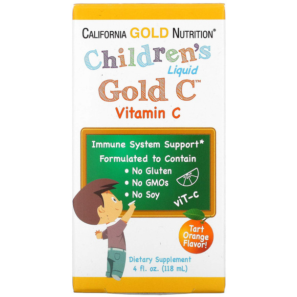 California Gold Nutrition Children's Liquid Gold Vitamin C, USP Grade, Tart Orange Flavor, 4 fl oz (118 ml)