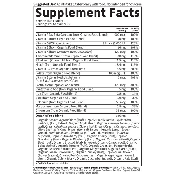 Garden of Life Multivitamin for Women - Organics Women's Once Daily 30 Tablets