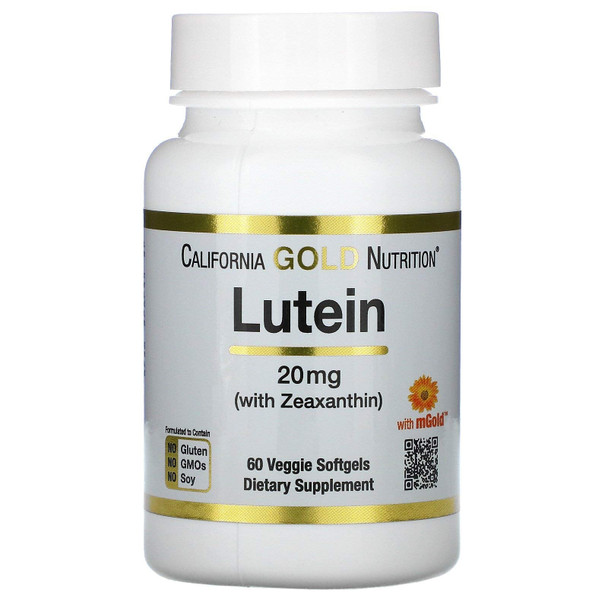California Gold Nutrition Lutein with Zeaxanthin, 20 mg, 60 Veggie Softgels