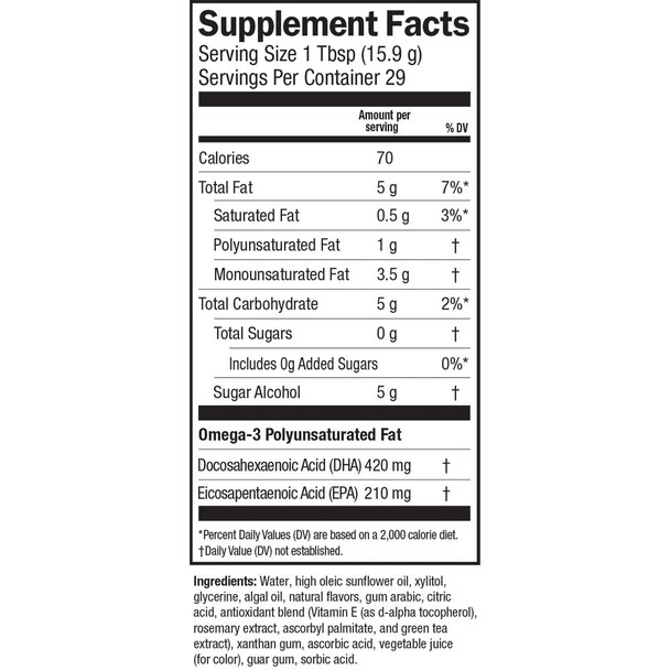 Barleans Organic Oils Seriously Delicious Pink Lemonade Swirl from Algae Oil with 630 mg of Omega3 EPA/DHA  Vegan AllNatural Fruit Flavor NonGMO GlutenFree  16 oz