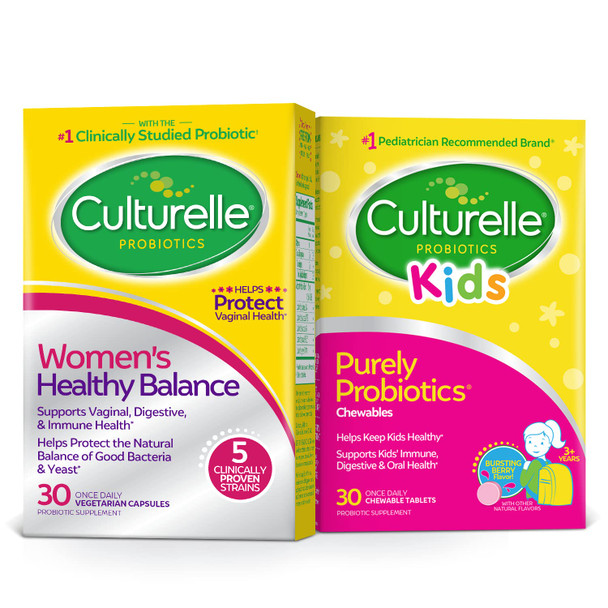 Culturelle Kids Chewable Daily Probiotic for Kids 30 Count  Probiotic for Women with Probiotic Strains to Support Digestive Immune  Vaginal Health 30 Count