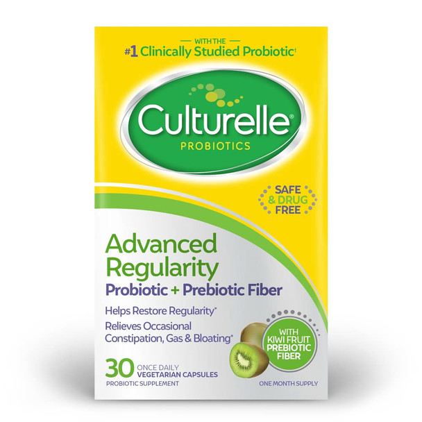 Culturelle Advanced Regularity Probiotic  Prebiotic Fiber Helps Restore Regularity and Reduce Occasional Constipation Gas and Bloating Gluten Free  NonGMO 30 Count Multi