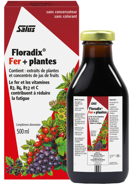 Flora Floradix Iron  Herbs Natural Liquid Iron Supplement 17 fl Ounce 500 ML