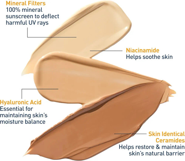CeraVe Hydrating Mineral Sunscreen SPF 30 with Sheer Tint Tinted Mineral Sunscreen with Zinc Oxide & Titanium Dioxide Blends Seamlessly For Healthy Glow Light 1.7 Oz