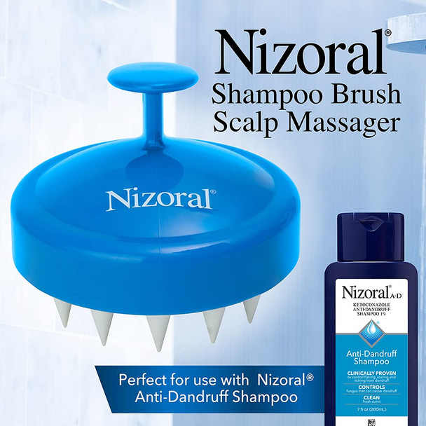 Nizoral Hair Shampoo Brush with Soft Silicone Scalp Massager Brush Head for All Hair Types Deep Cleanses Scalp and Removes Dead Flaky Skin and Residue