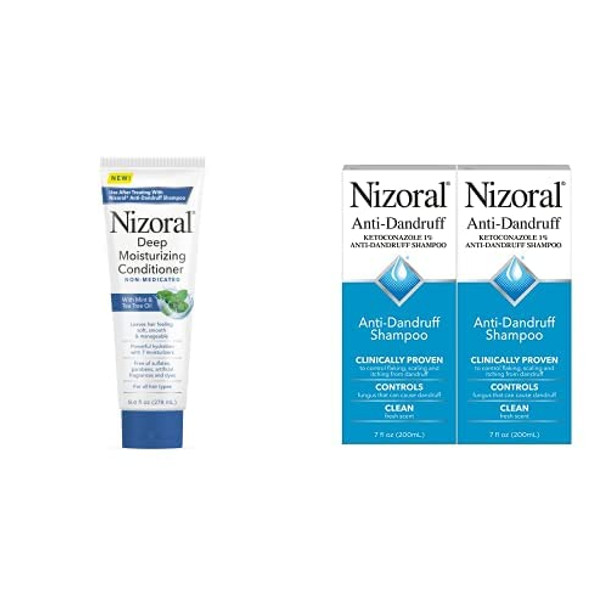 Nizoral Deep Moisturizing Conditioner 9.4 Oz and Nizoral AntiDandruff Shampoo 7 Fl Oz 2Pack Bundle
