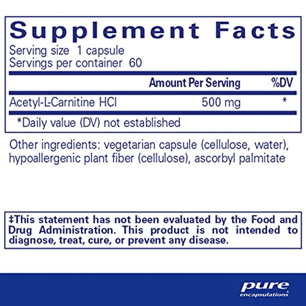 Pure Encapsulations AcetylLCarnitine 500 mg 60 vcaps