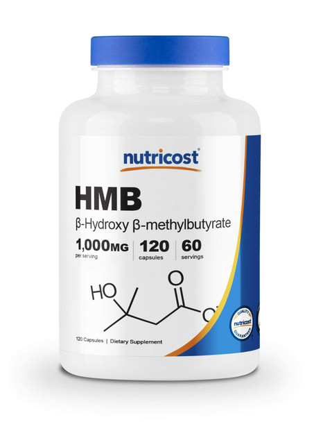 Nutricost HMB (Beta-Hydroxy Beta-Methylbutyrate) 1000mg (120 Capsules) - 500mg Per Capsule, 60 Servings - Gluten Free and Non-GMO
