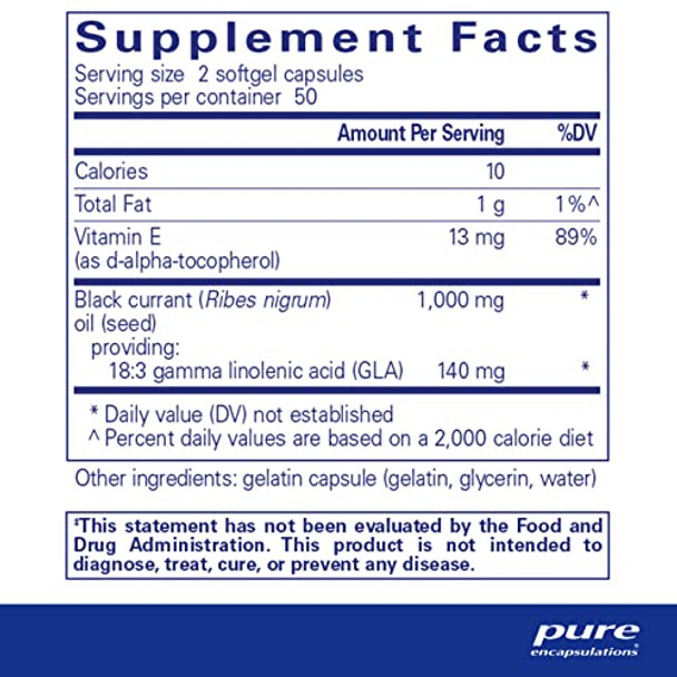 Pure Encapsulations Black Currant Seed Oil 500 mg 100 gels