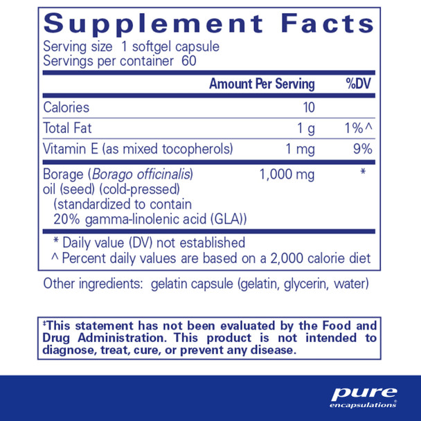 Pure Encapsulations Borage Oil 60 gels