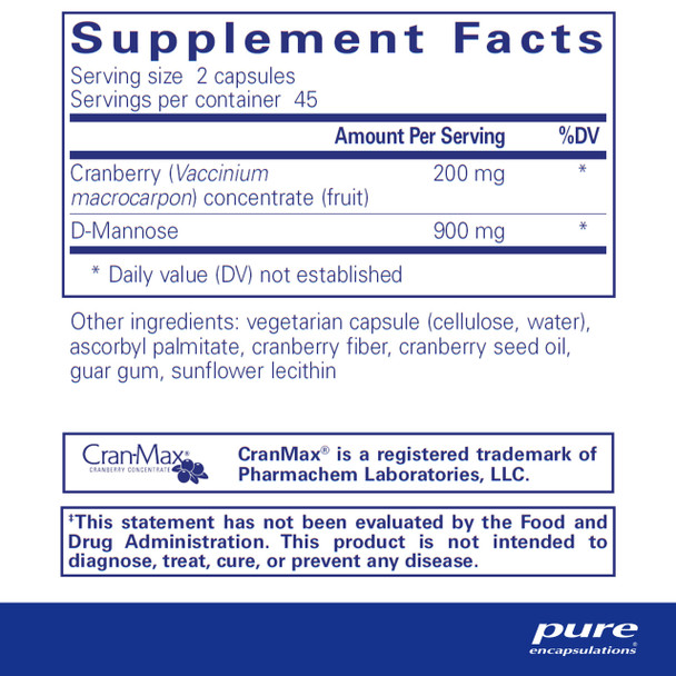 Pure Encapsulations Cranberry/dMannose 90 vcaps Pure Encapsulations Cranberry/dMannose 90 vcaps
