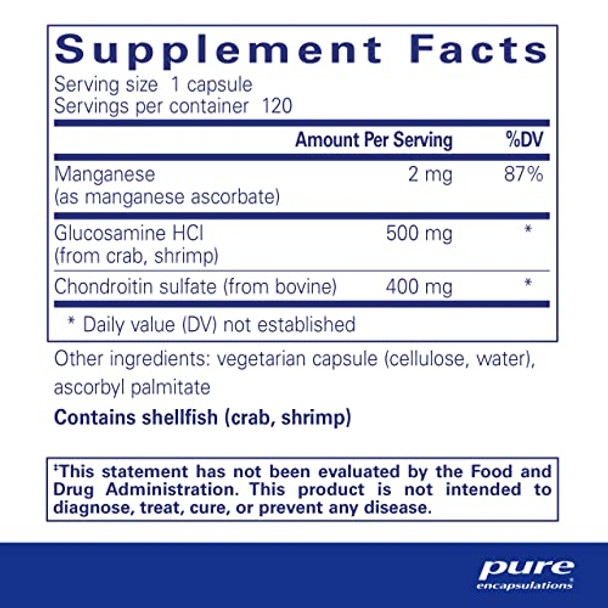 Pure Encapsulations Glucosamine Chondroitin w MSM 120 vcaps