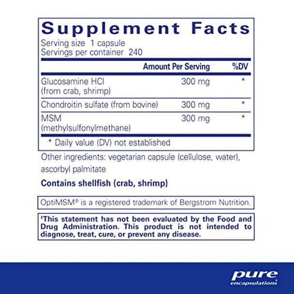 Pure Encapsulations Glucosamine Chondroitin w/ MSM 240 vcaps