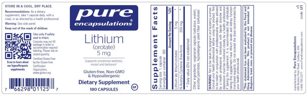 Pure Encapsulations Lithium orotate 5 mg 180 vcaps