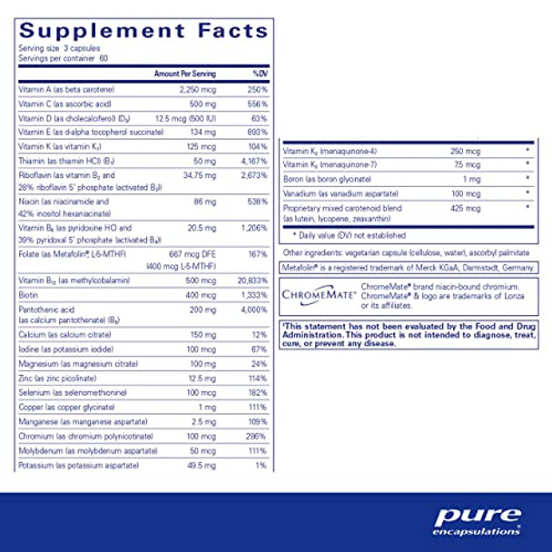 Pure Encapsulations Nutrient 950 with Vitamin K 180 vcaps