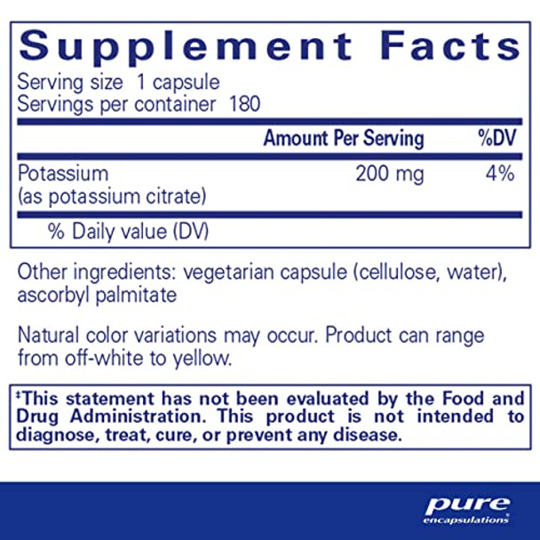 Pure Encapsulations Potassium citrate 180 vcaps