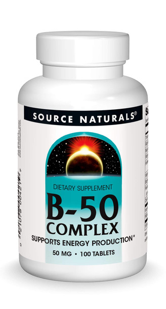 Source Naturals B-50 Complex 50 mg B-Vitamins For Energy Production Support - 100 Tablets