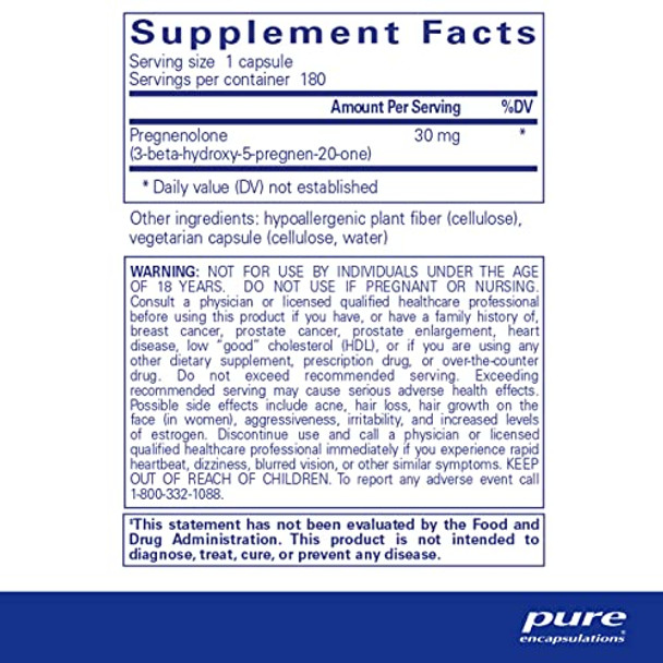 Pure Encapsulations Pregnenolone 30 mg 180 vcaps Pure Encapsulations Pregnenolone 30 mg 180 vcaps