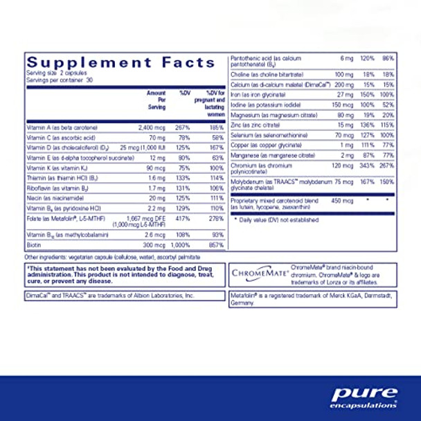 Pure Encapsulations Prenatal Nutrients 60 Vcaps