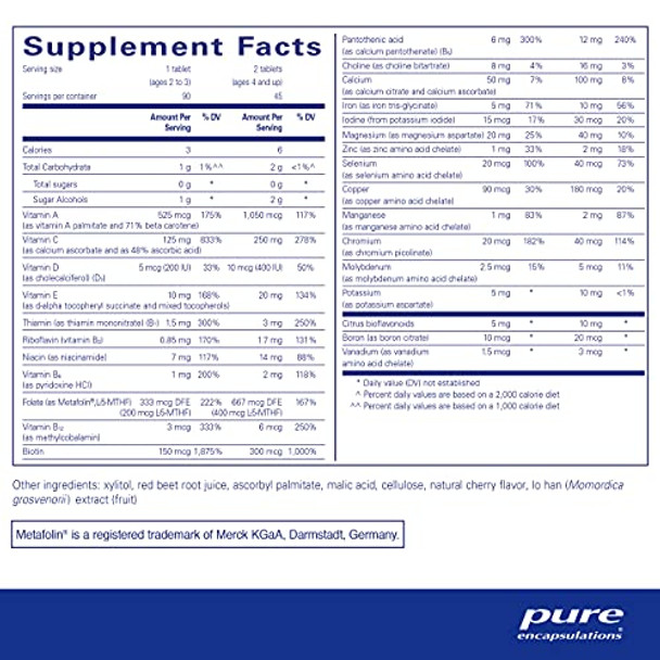 Pure Encapsulations PurePals with iron 90 chewtabs