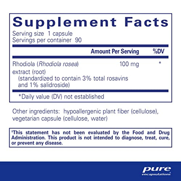 Pure Encapsulations Rhodiola Rosea 100 mg 90 vegcaps