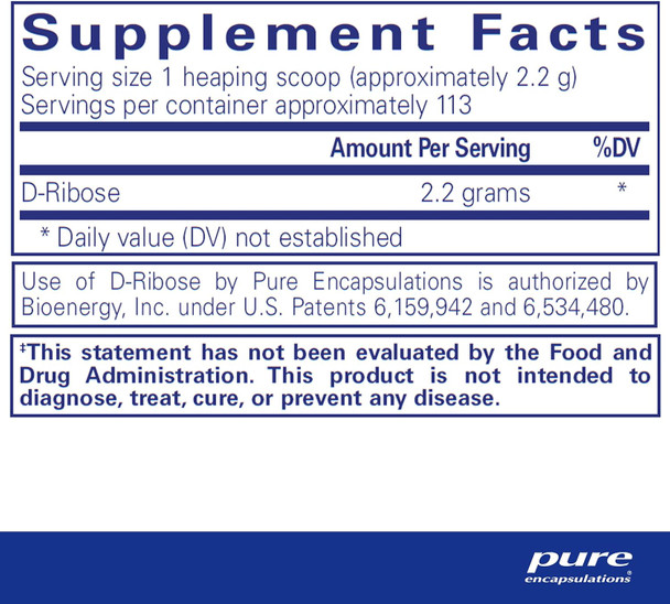 Pure Encapsulations Ribose 250 Gms