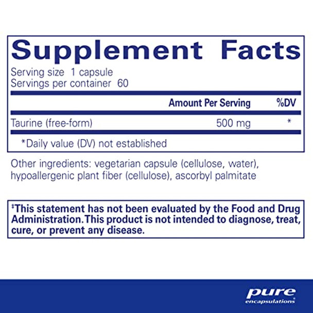 Pure Encapsulations Taurine 500 mg. 60 vcaps
