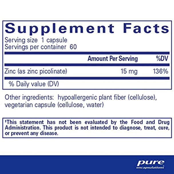 Pure Encapsulations Zinc 15 60 vcaps