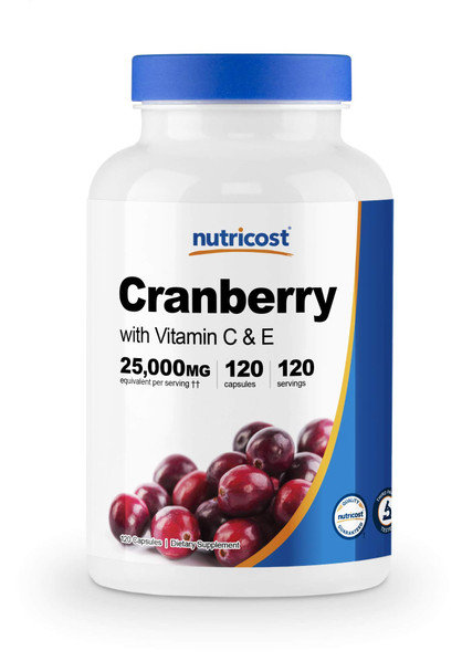 Nutricost Cranberry Extract (25,000mg) (120 Capsules) with Vitamin C & Vitamin E