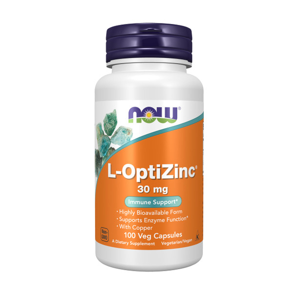 NOW Foods Supplements L OptiZinc 30 mg with Copper Highly Bioavailable Form Immune Support 100 Veg Capsules
