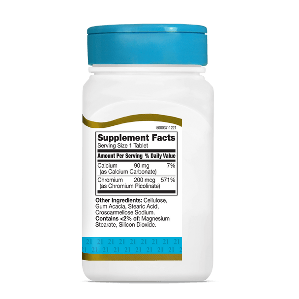 21st Century Chromium Picolinate 200 mcg Tablets 100 ea