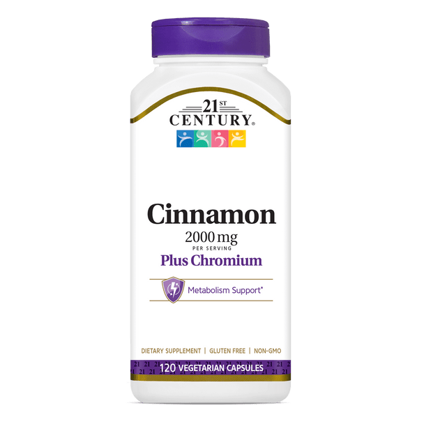 21st Century Cinnamon 2000 mg Per Serving Plus Chromium Vegetarian Capsules 120 ea