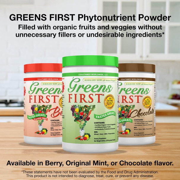 Greens First  Chocolate  Superfoods Extracts  Concentrates Nutrient Rich Antioxidant Power of 15 Servings of Fruits  14.37 Ounce 30 Servings