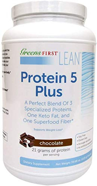 Greens First Lean Protein 5 Plus Dietary Supplement Protein Powder with Whey Protein Collagen Protein and MCT Oil Nutritional Supplement Chocolate