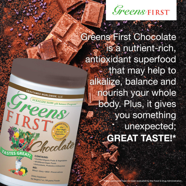 Greens First  Chocolate  Superfoods Extracts  Concentrates Nutrient Rich Antioxidant Power of 15 Servings of Fruits  28.74 Ounce 60 Servings