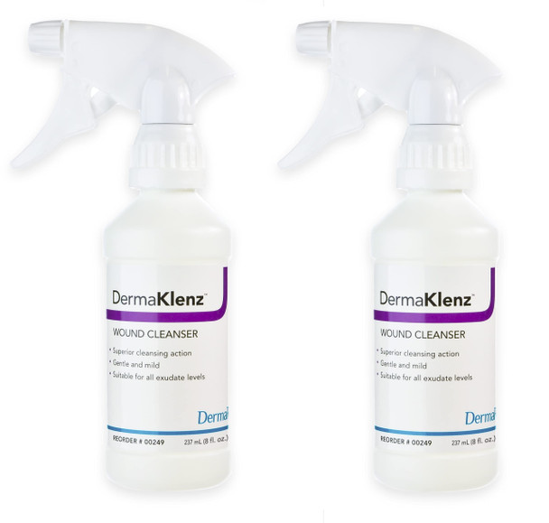 DermaKlenz Wound Cleanser Mild No Rinse Spray Cleanser With Zinc Acetate Detergent Free 2 Spray Bottles 8 fl oz Each
