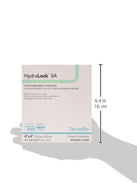 DermaRite Hydralock SA Super Absorbent Dressing with NonAdherent Contact Layer and Waterproof Backing
