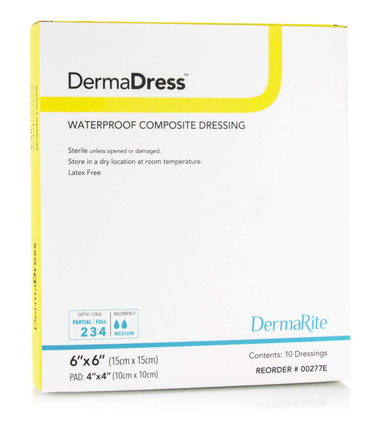 Dermarite Industries Derma Dress Pad 6x6 4x4 10 Count