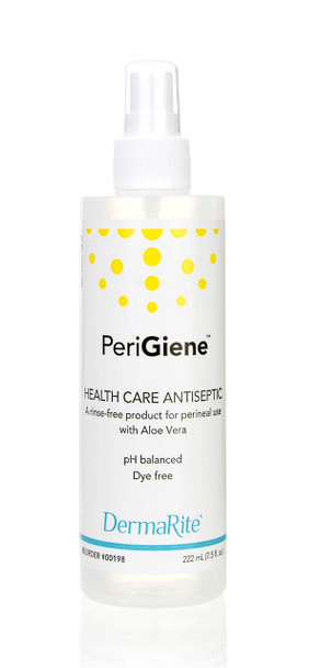 PeriGiene Rinse Free Perineal Cleanser  2 Pack 7.5 Oz  Health Care Antiseptic  for Incontinent Care  with Aloe Vera Anti Microbial pH Balanced Dye Free NoRinse Spray Bottle