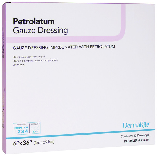 Dermarite Industries 12 Per Box Gauze Dressing Impregnated with Petrolatum 0.8 Ounce